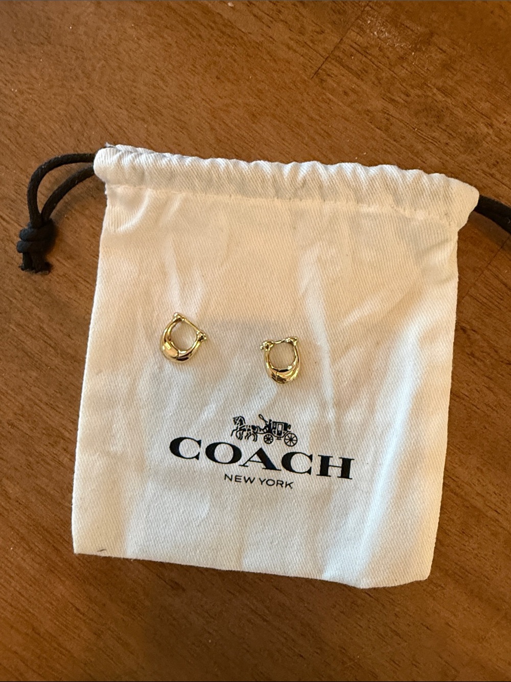 Coach Gold Small Hoop Stud Earrings - Women's Accessories